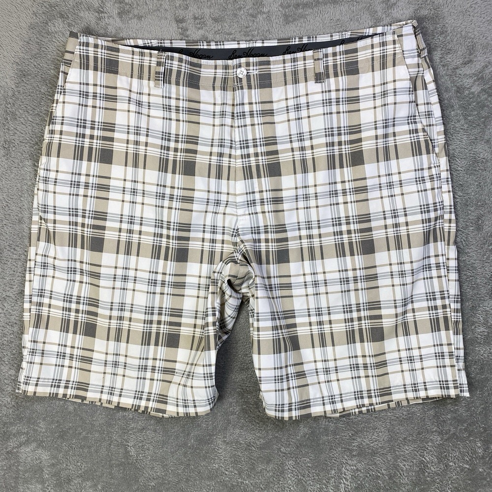 Ben Hogan Shorts Men Sz 42 Plaid Performance Golf Chino Flex Waistband Beach